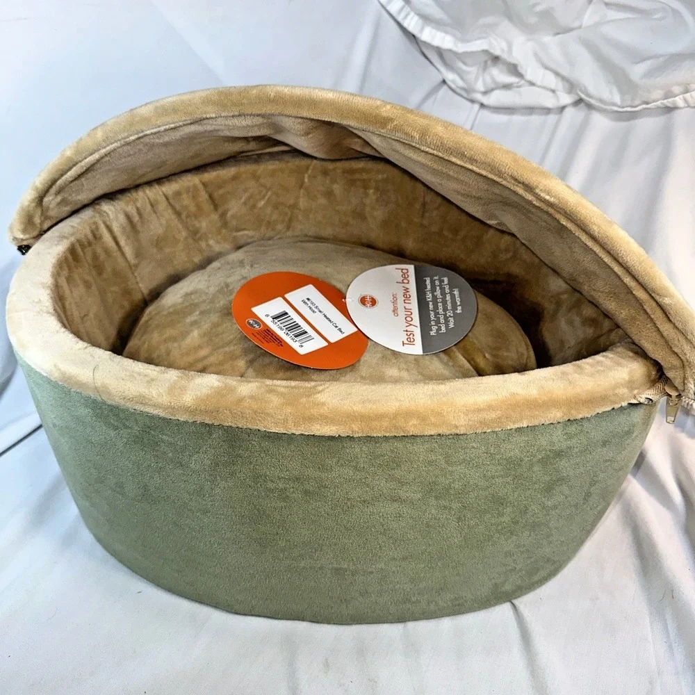 CAT BED Electric Heated Thermo-Kitty Indoor Sage Tan Small 16